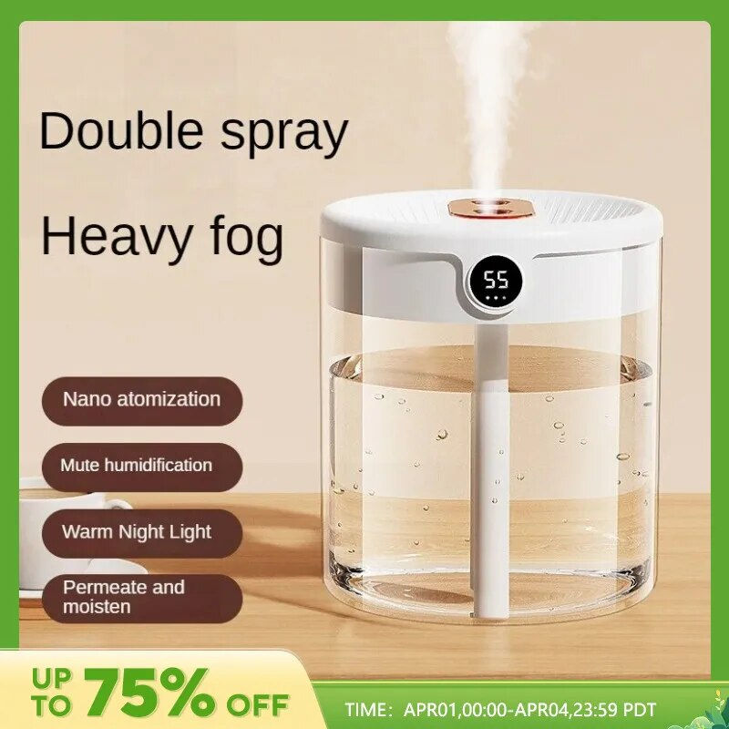 New 2L Double Spray Humidifier Atomizer Usb Large Capacity Home Mute Bedroom Of