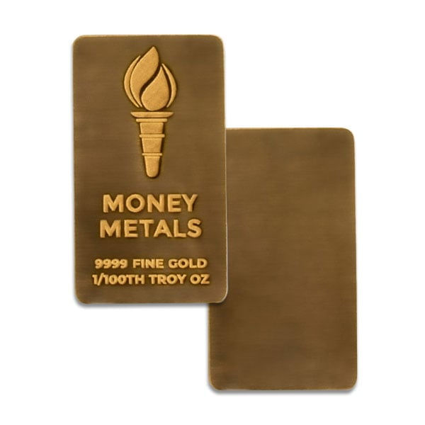 Thumbnail: Money Metals 1/100 Troy Oz Gold Bar, .9999 Pure
