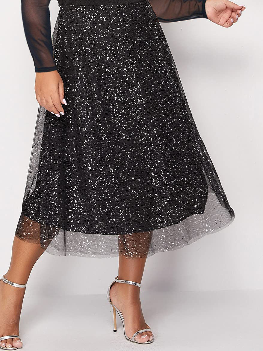 サムネイル： Plus Size 2024 Womens V Neck Sequin Bling Long Sleeve Midi Dress Ladies Evening
