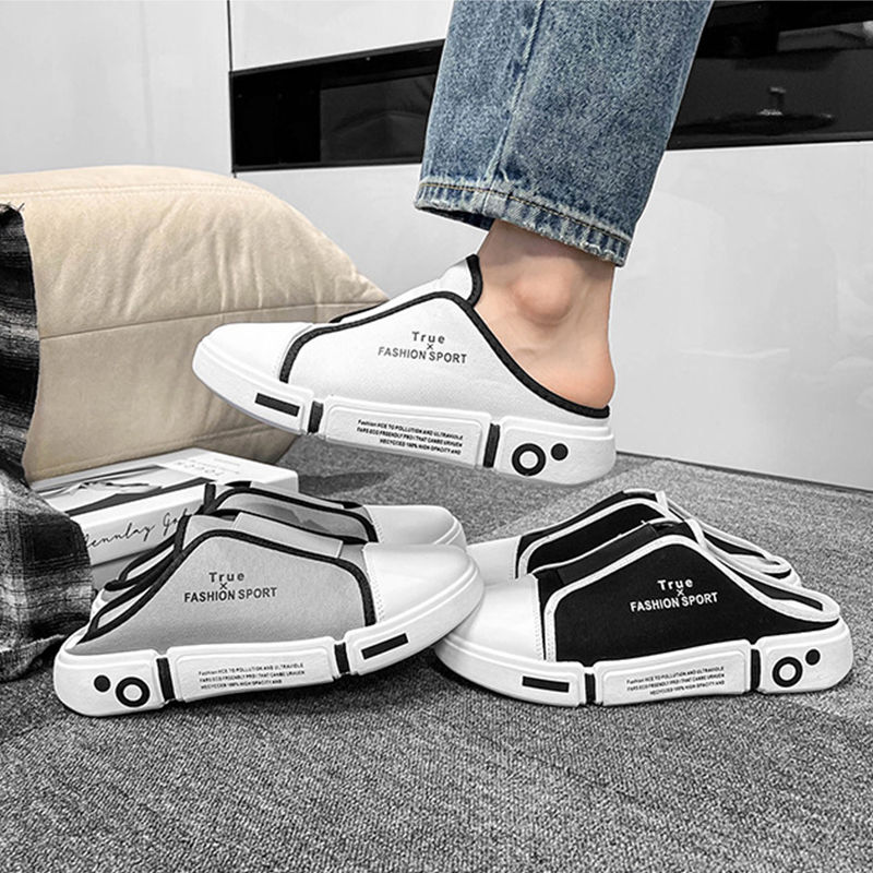 Thumbnail: Outdoor Flats Slippers Breathable Lightweight Half Closed Toe Shoes Men