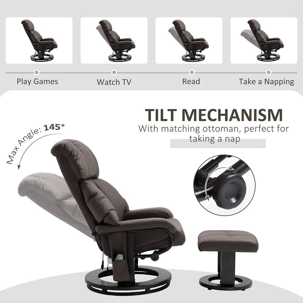 Thumbnail: 2024 New Massage Recliner Chair with Ottoman, 360° Swivel Recliner and Footstoo