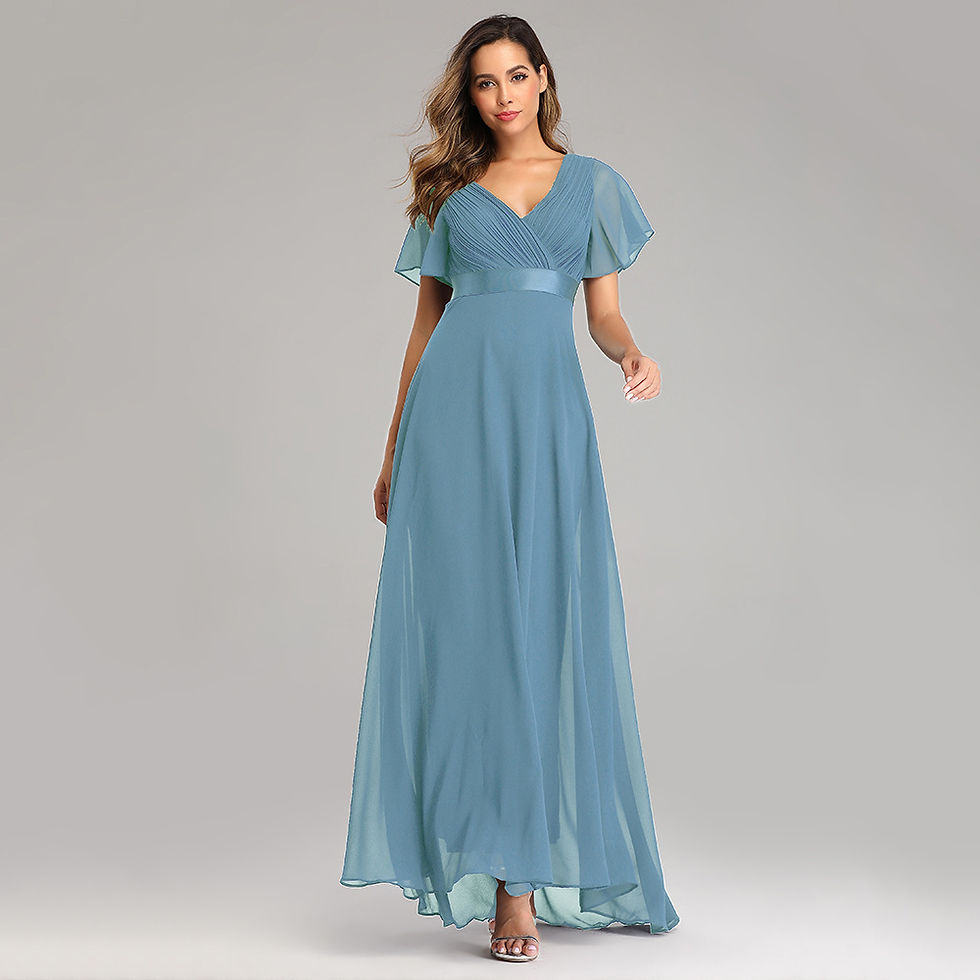 Miniatura: ICCLEK New Style Women V-Neck Chiffon Dress Wedding Evening Party Long Dress El