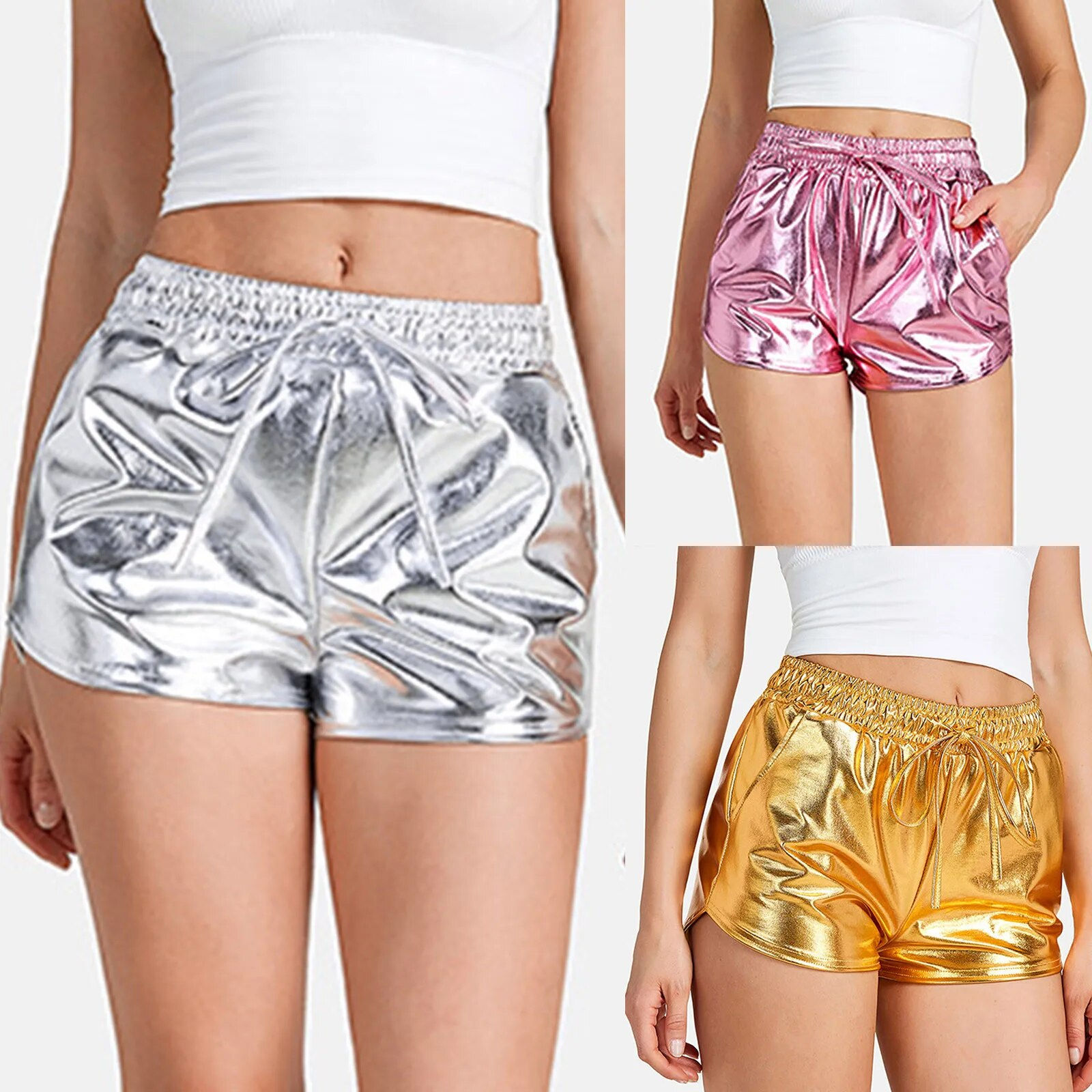 Faux Leather Punk Shorts Cute Pole Dance Booty Shorts Fashion Skinny Elastic Go