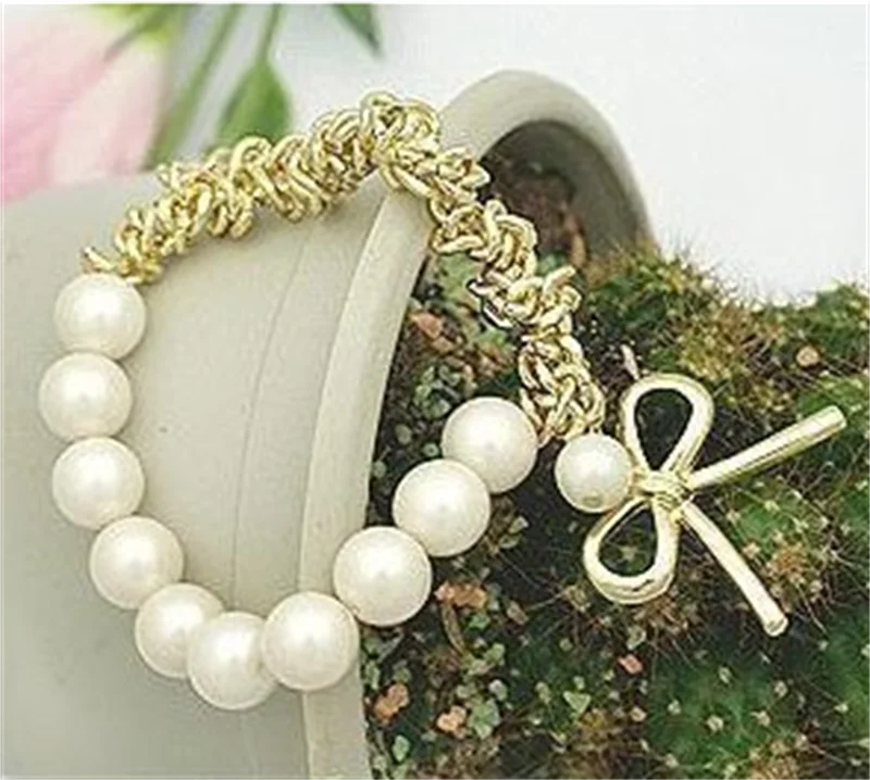 Thumbnail: Hot New Fashion Elasticity Bracelet Simulated Pearl Multilayer Beaded Charm Wid
