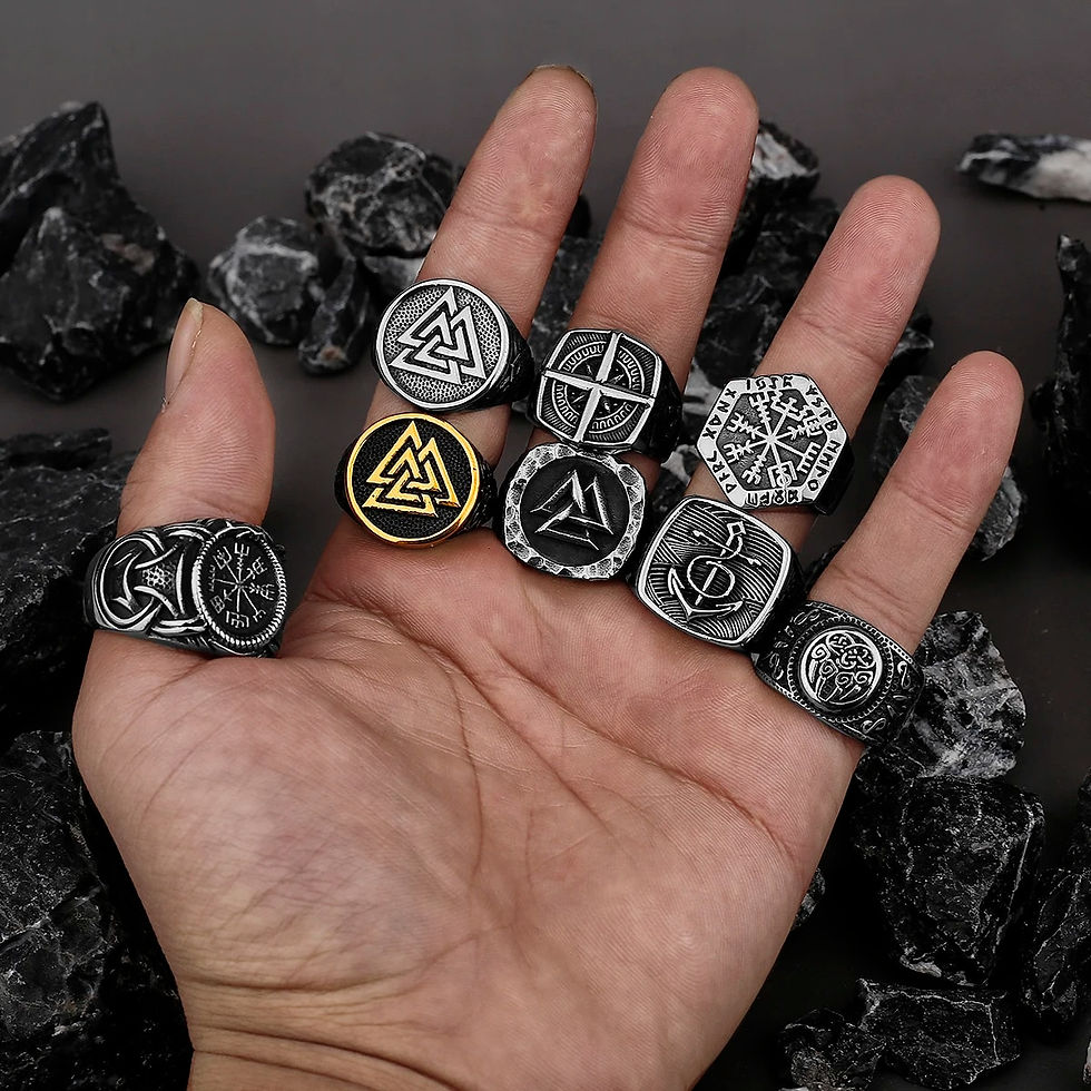 Thumbnail: Nordic Viking Stainless Steel Ring Anchor Compass Tree of Life Viking Rune Wolf