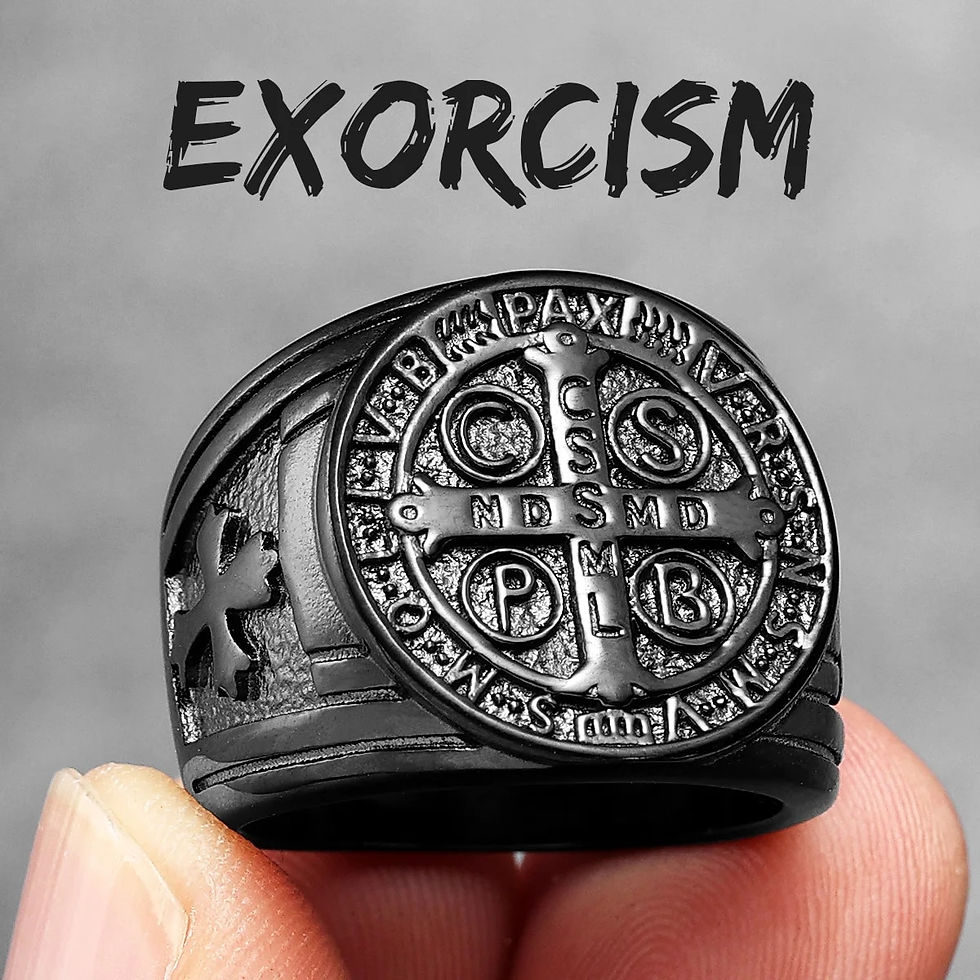 Thumbnail: Catholic Saint Benedict Exorcism Amulet  Men Rings Stainless Steel Women Jewelr