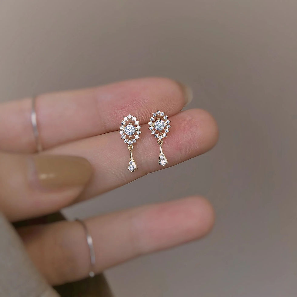 Thumbnail: 925 Silver Needle Zircon Earrings Hypoallergenic Fashion Ear Studs Female Penda