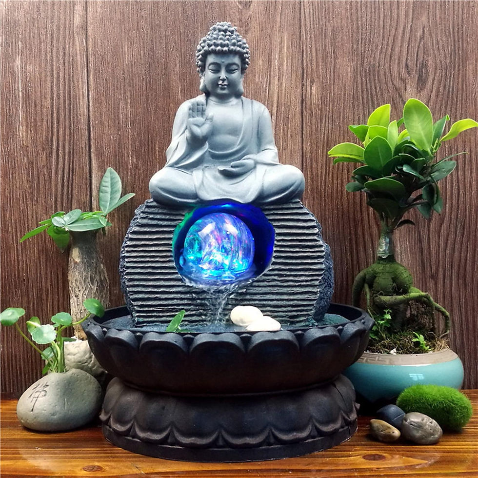 Thumbnail: Resin Buddha Statue Water Fountain Waterscape Waterfall Zen Meditation Feng Shu