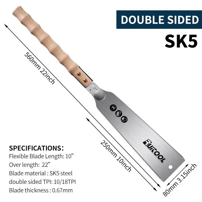 Миниатюра: 1pc Japanese Hand Saw 3-Edge Teeth Pull Saw SK5 Steel Flush Cut Saw with Non-sl