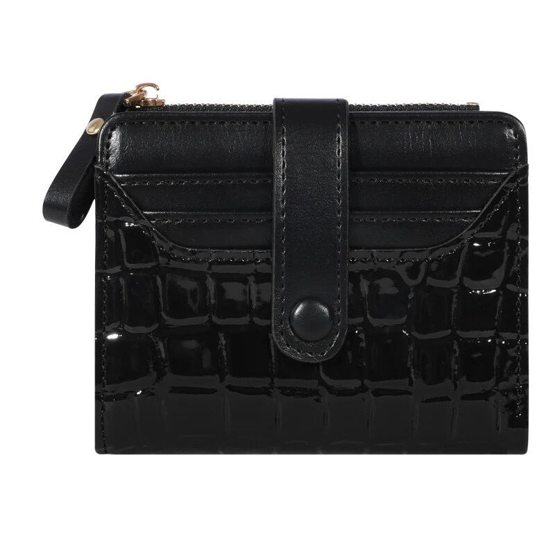 Miniatură: Mini Crocodile Print Clutch Wallet, Short Credit Card Holder, Women's Card Case