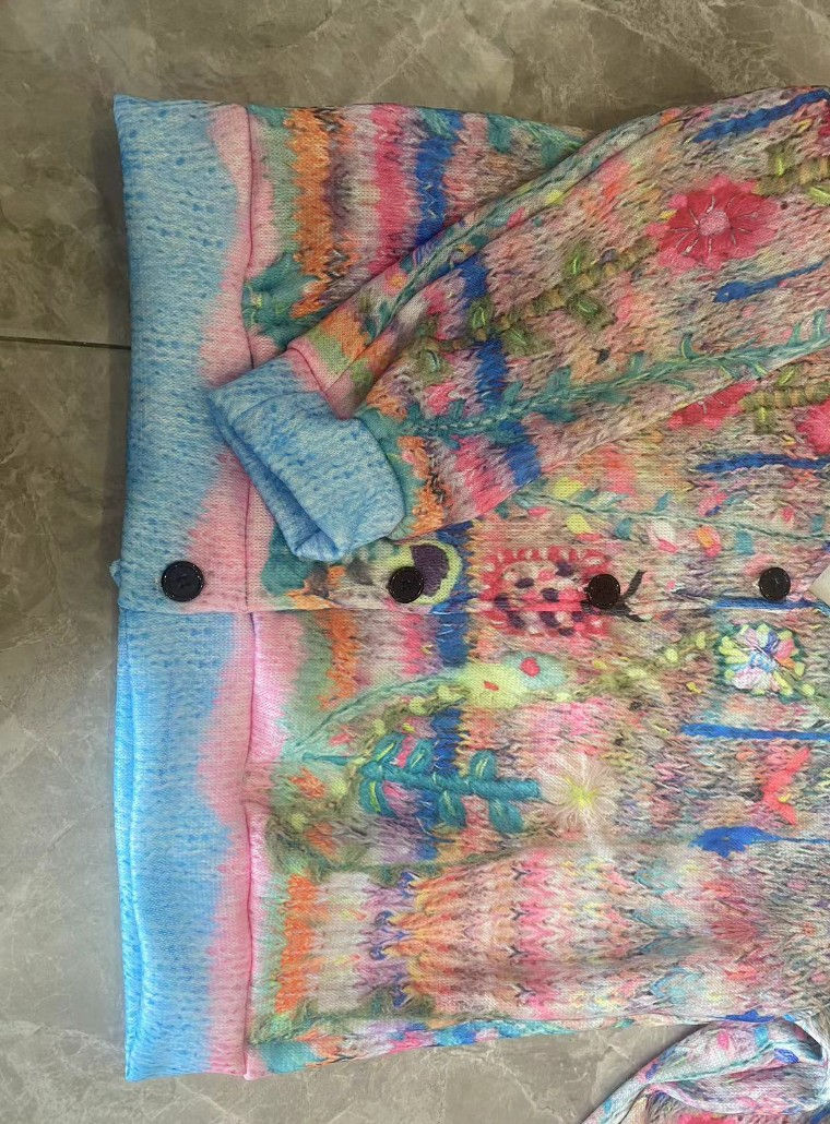 Thumbnail: Christmas Abstract Printing Casual Cloak Coat Cardigan Sweater