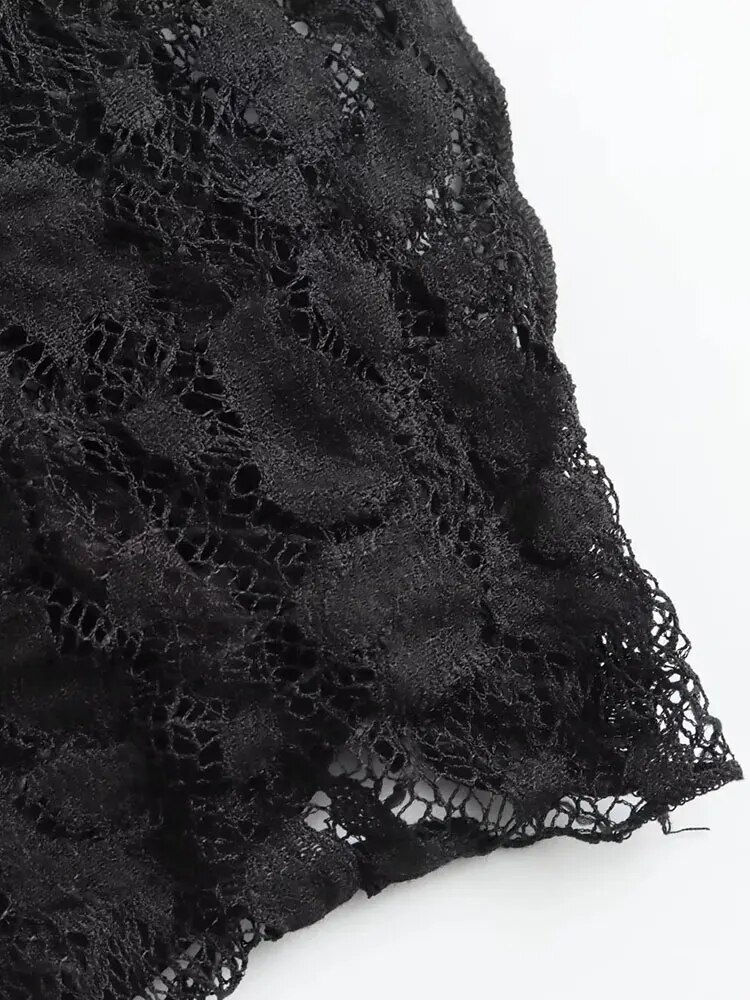 Thumbnail: TRAF 2024 Autumn Lace Embellished Long Party Dresses for Women Black Elegant Lu