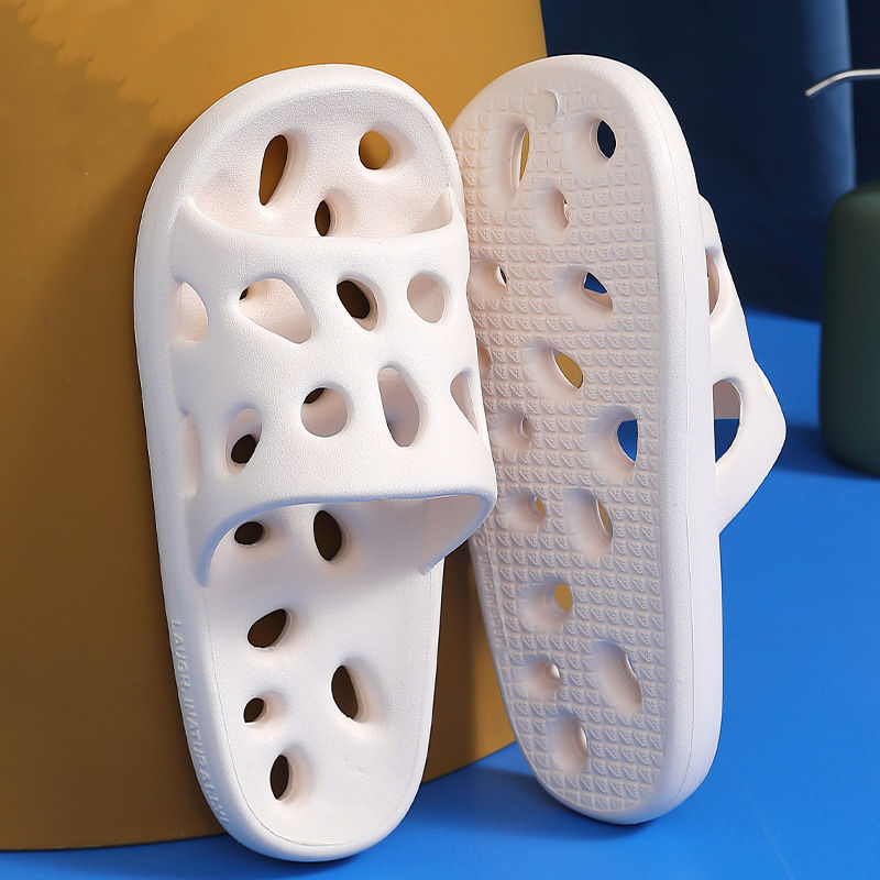 Thumbnail: Soft Shoes Hollow Out Non-Slip Bathroom Slippers Women Home Indoor Shoes