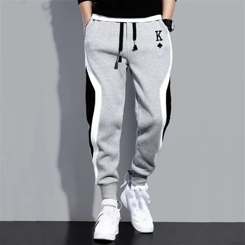 Miniatura: Men's Casual Sweatpants Fashion Black Gray Color Matching Fashion Spade K Print