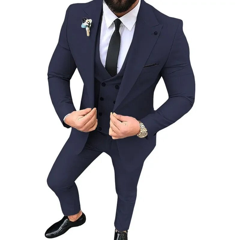 Thumbnail: Blazers Men's Fashion Banquet Slim 3 Piece Suit Set / Male Business Solid Color