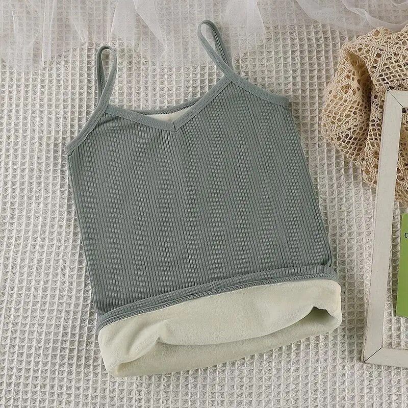 Thumbnail: Winter Warm Undershirt Women Thicken Slim Solid Color Thermal Tops Sleeveless S