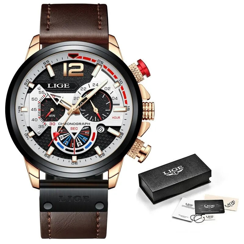Miniaturbild: LIGE Fashion Watch Man Luxury Chronograph Sport Mens Watches Quartz Wristwatche