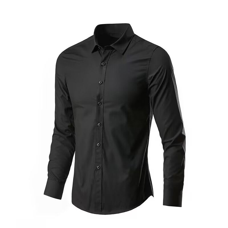 Thumbnail: Men's Elastic Spring And Autumn New long Sleeve Shirt Anti-wrinkle Free ironing