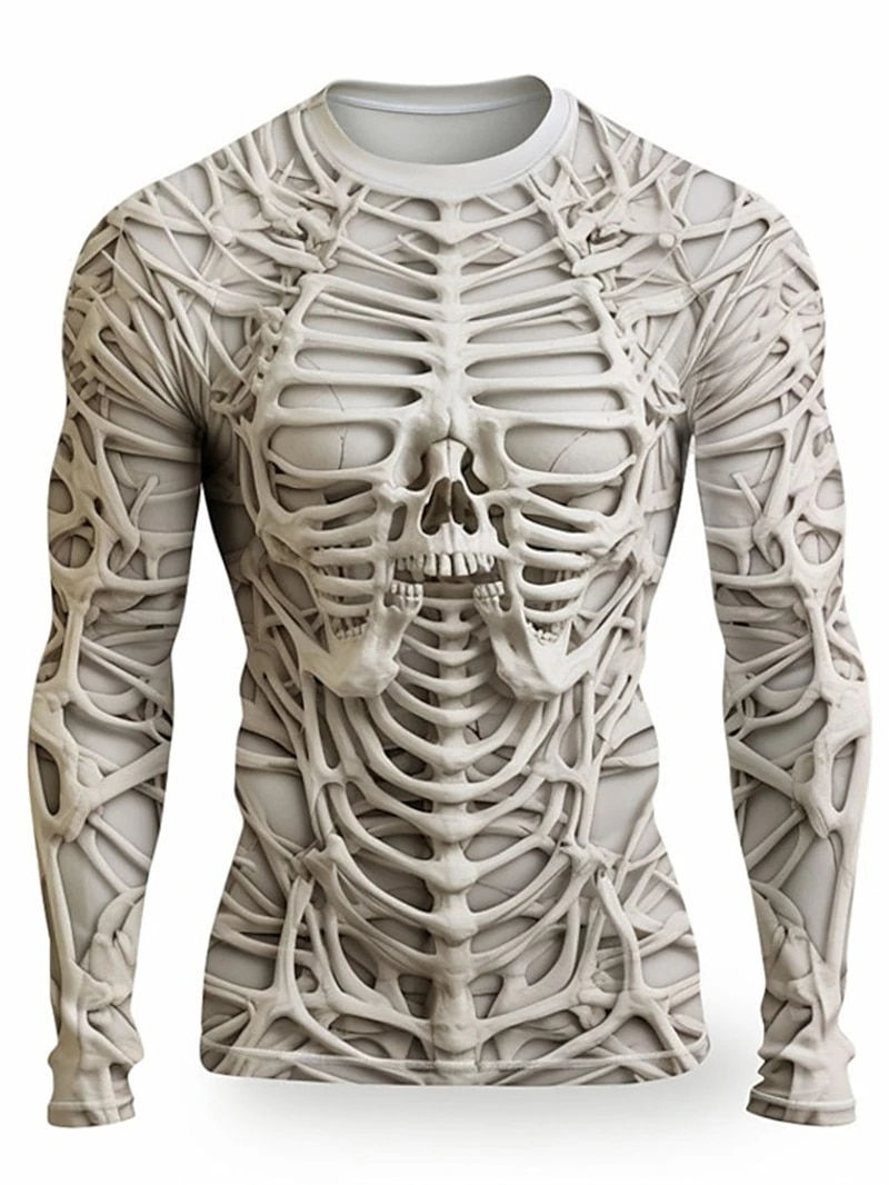 Thumbnail: 3D Print Skeleton Skulls Pattern T Shirts Men Long Sleeve Casual Fashion T-shir