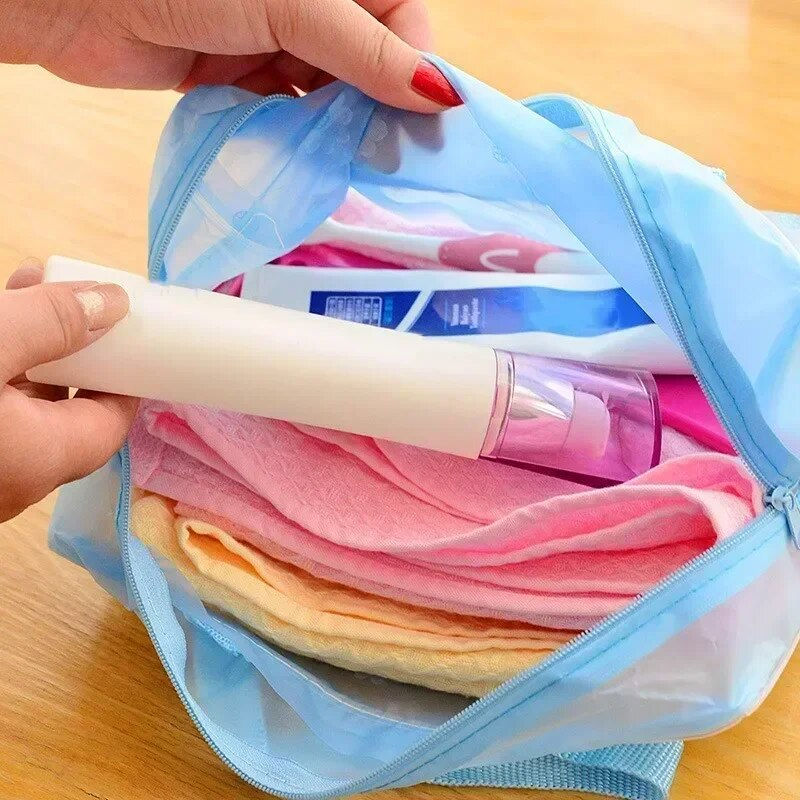 Miniatura: Transparent PVC Makeup Bags Portable Women's Floral Waterproof Cosmetic Bag Tra
