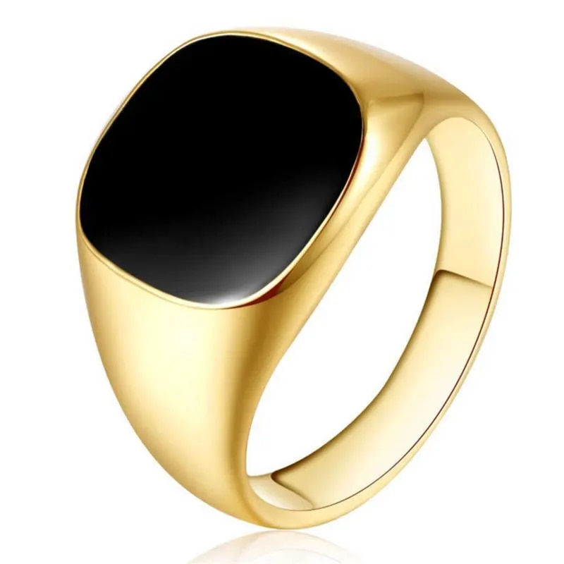 Thumbnail: New 2023 Metal Glossy Rings for Men Geometric Width Signet Square Finger Punk S