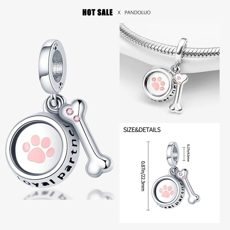 Thumbnail: Fits Pandora 925 Original Charms Bracelet For Women Silver Animal Heart Shape P