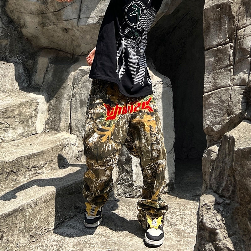 Thumbnail: Letter Towel Embroidery Camouflage Cargos for Men Streetwear Casual Y2K Baggy O