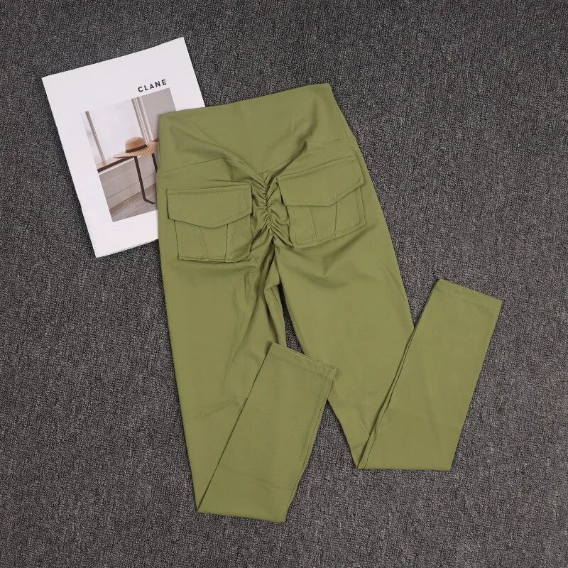 Thumbnail: TRY TO BN Fitness Yoga Pants Sports Stretch Leggings Pocket Women Nude High Wai