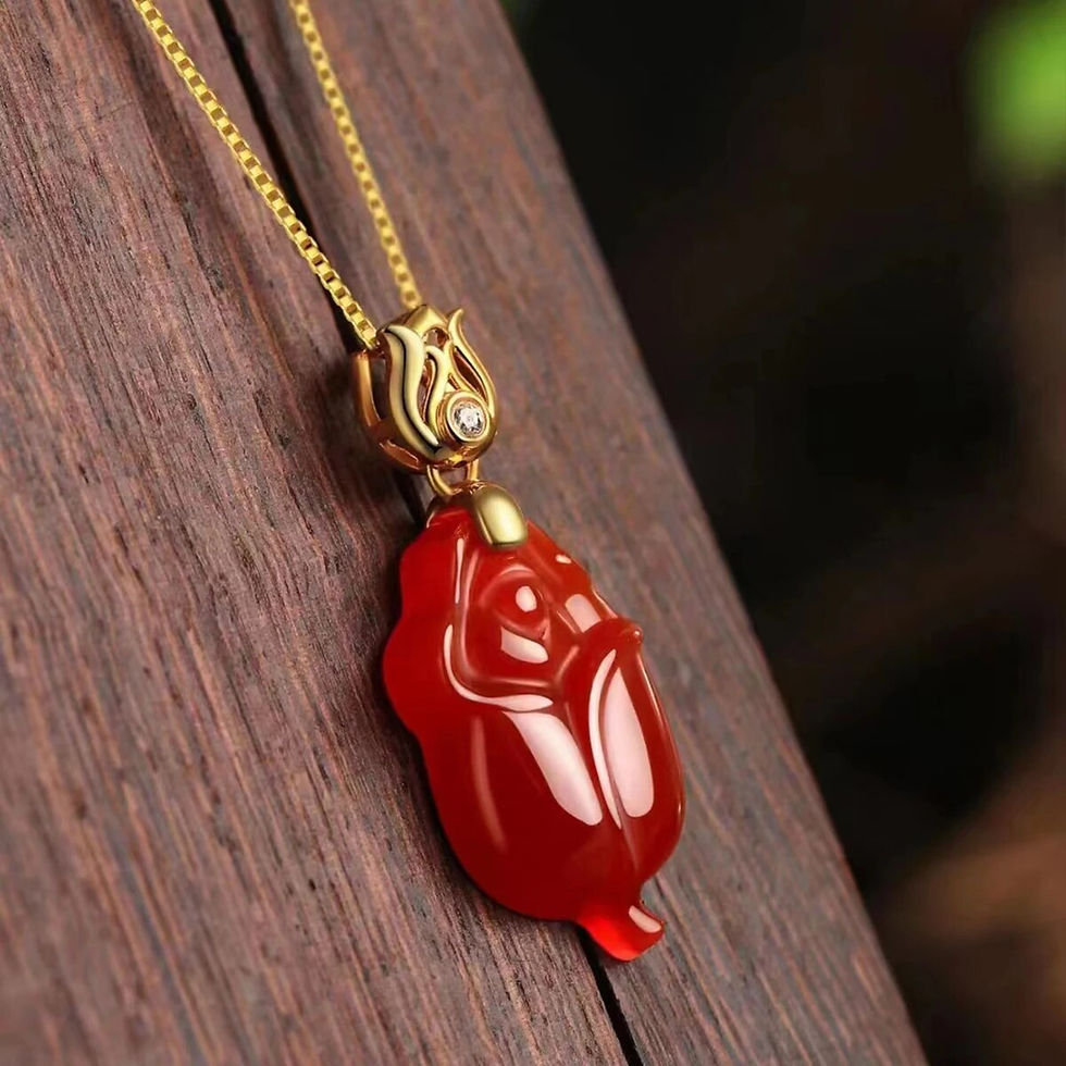 Miniatura: Real 18k Gold Necklace Natural Red Agate Pendant Pure AU750 Fine Jewelry Weddin