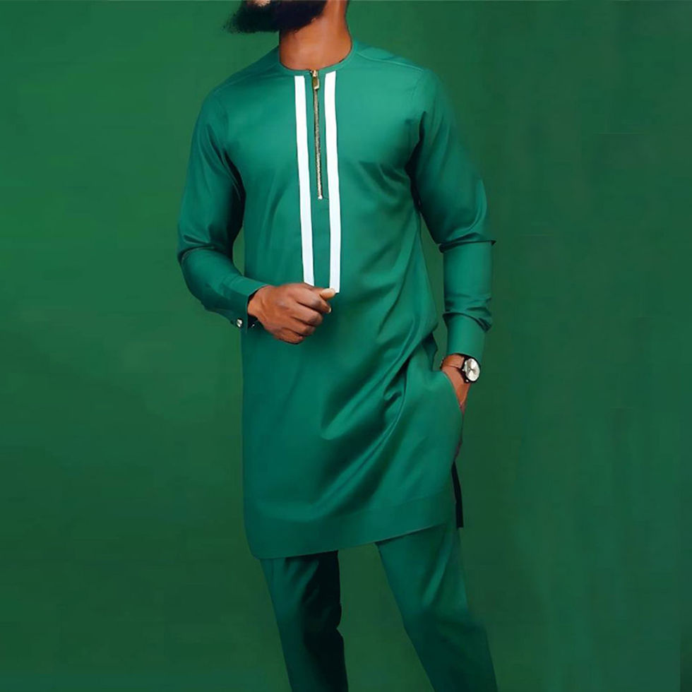 Thumbnail: Summer African Men's Traditional Elegant Suits Outfit Dashiki 2Pcs Shirt & Pant