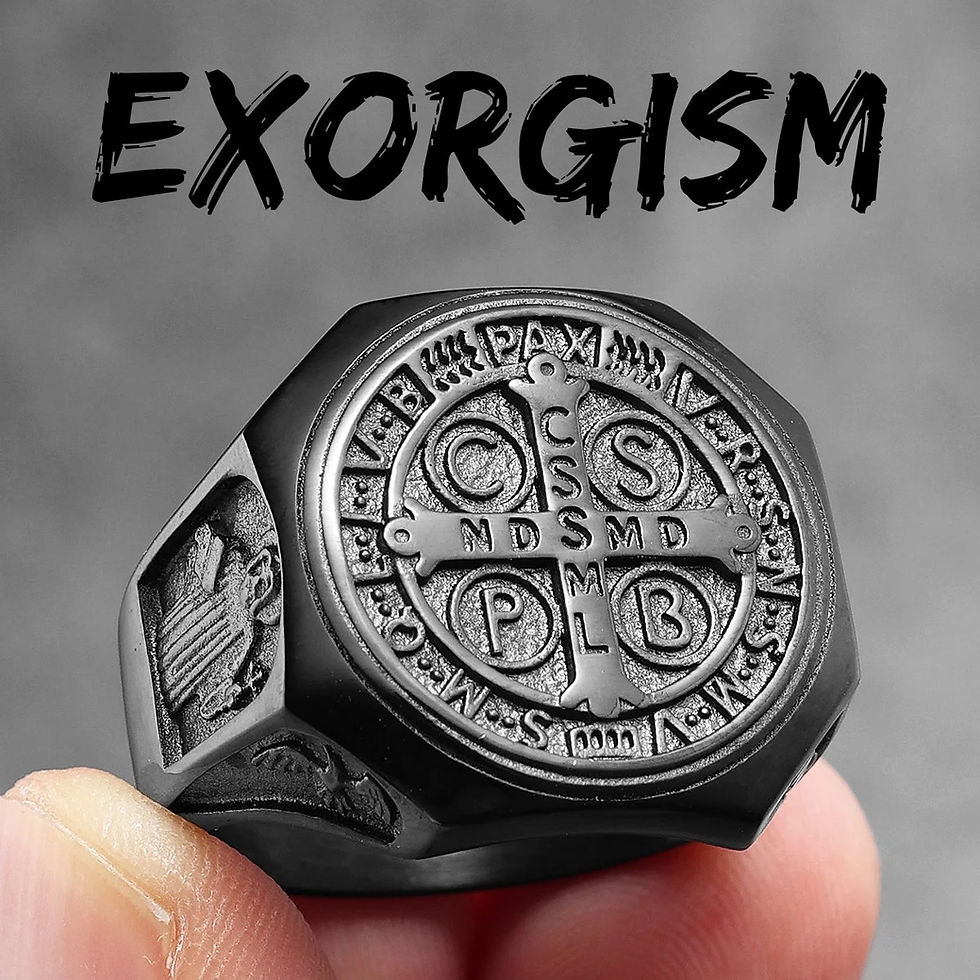 Thumbnail: Catholic Saint Benedict Exorcism Amulet  Men Rings Stainless Steel Women Jewelr