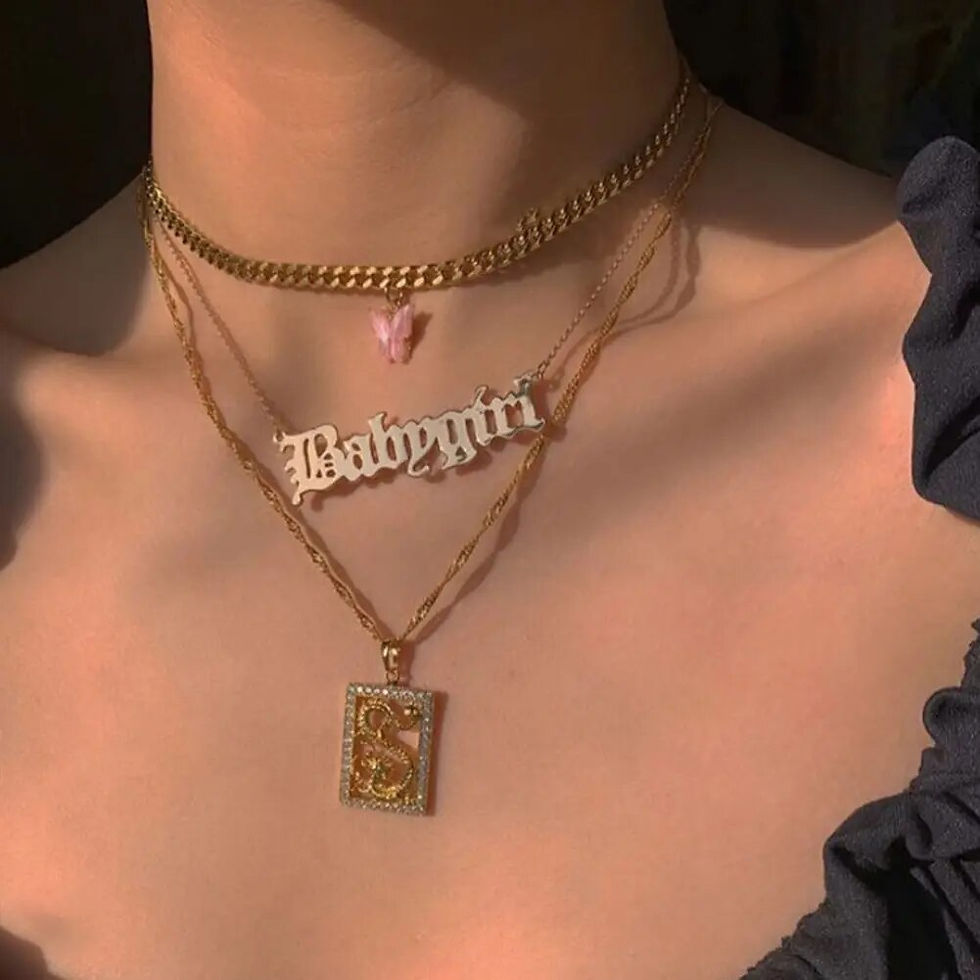 Miniature : New Multi Layer Butterfly Dragon Charms Crystal Necklaces For Women Punk Golden