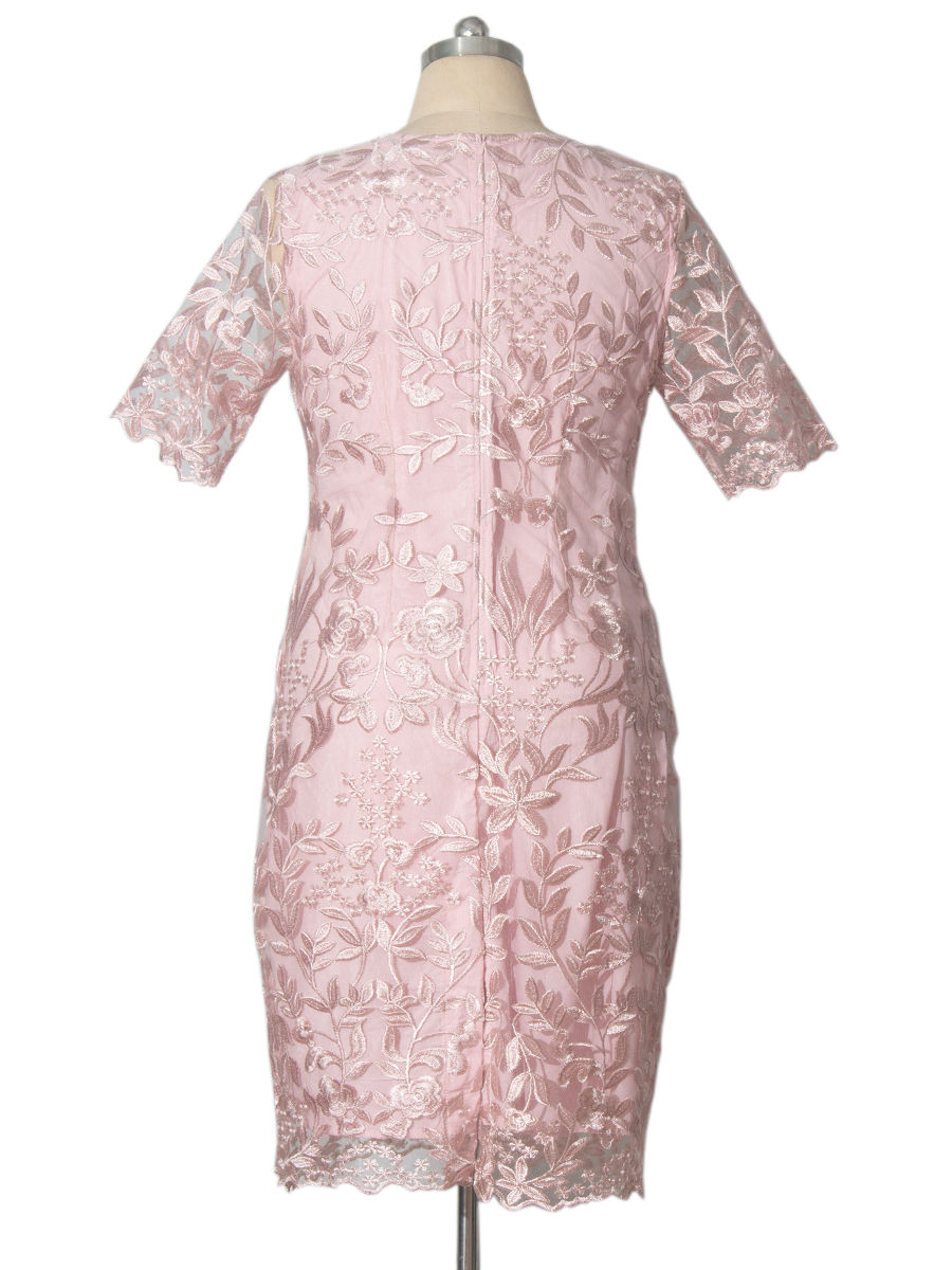 Thumbnail: 4xl 5xl Plus Size Summer Dresses for Wedding Guest Women's Short Sleeve Lace Fl