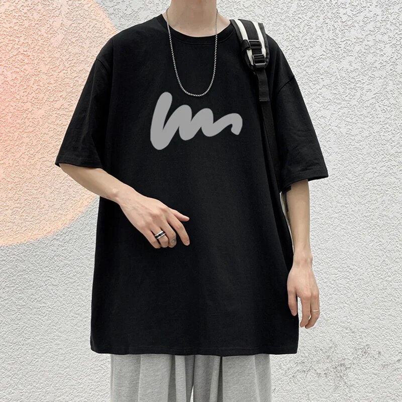 Miniatura: Men's Cotton Oversized T-shirt Loose Tops Tshirts For Clothing Breathable Casua