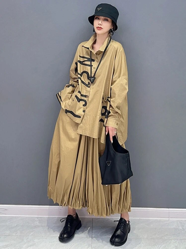 Thumbnail: SHENGPALAE Autumn 2024 New Women 2 Piece Set Fashion Letter Printed Casual Lape
