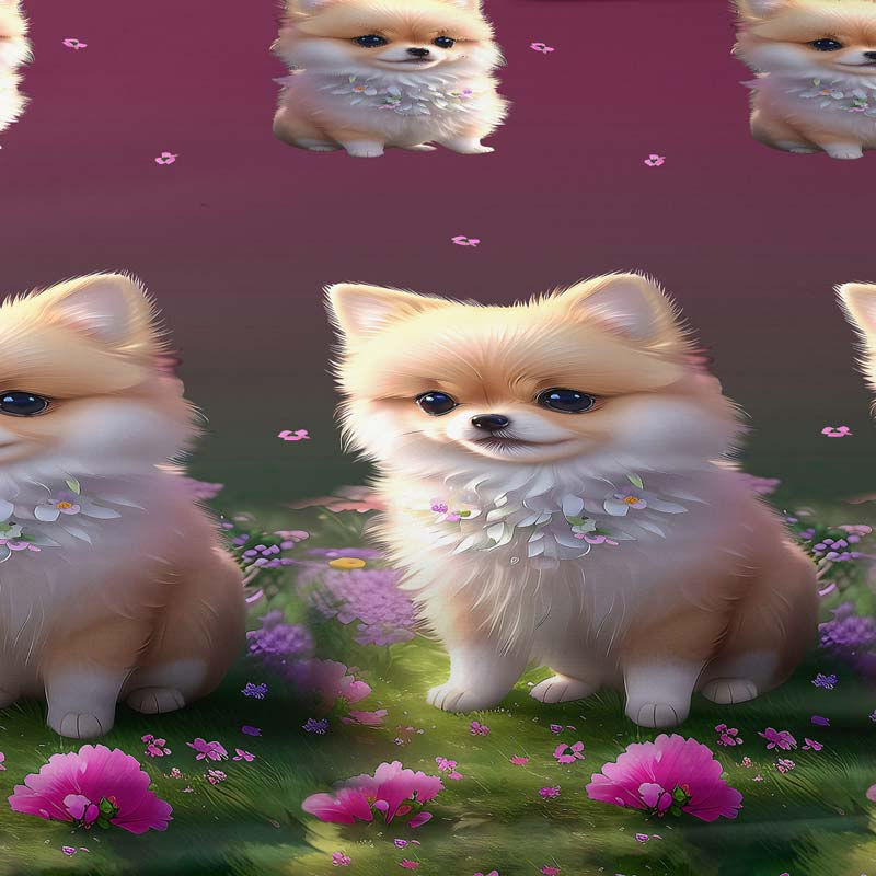 Thumbnail: 1 Love dog Pomeranian patterned frosted bedsheet, printed bed cover for bedroom