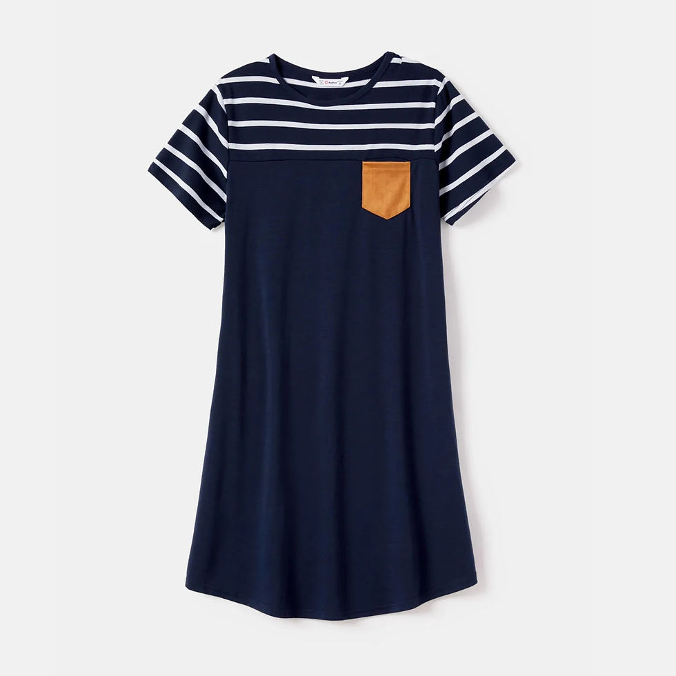 Miniatura: PatPat Family Matching Striped Spliced Dresses and Short-sleeve T-shirts Sets