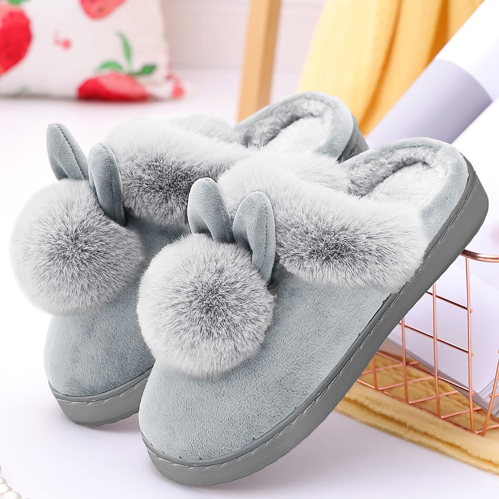 Miniaturebillede: Winter Warm Home Fur Slippers Womens Indoor Home Rabbit Shoe Furry Ears Footwea