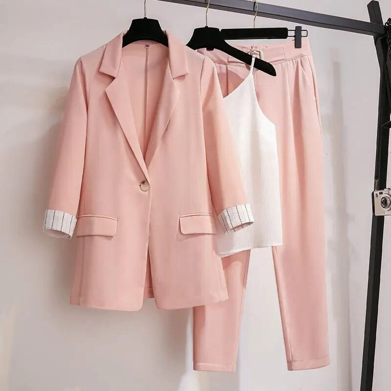 Thumbnail: 2023 spring new plus size Korean elegant women's suit female blazer leisure pan