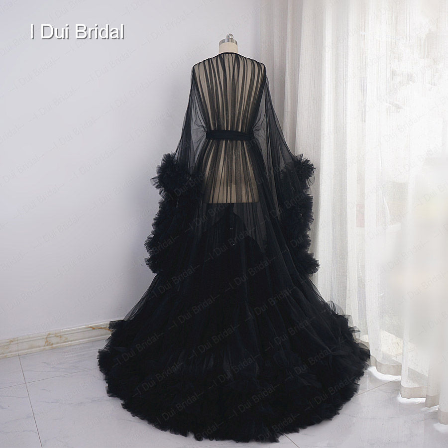 Thumbnail: Tulle Ruffle Bridal Robe Romantic Birthday Party Dress Dancing Boudoir maternit