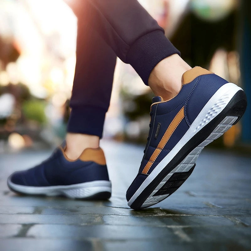 Miniatura: Pu Leather Men Shoes Sneakers Trend Casual Breathable Leisure Male Sneakers Non