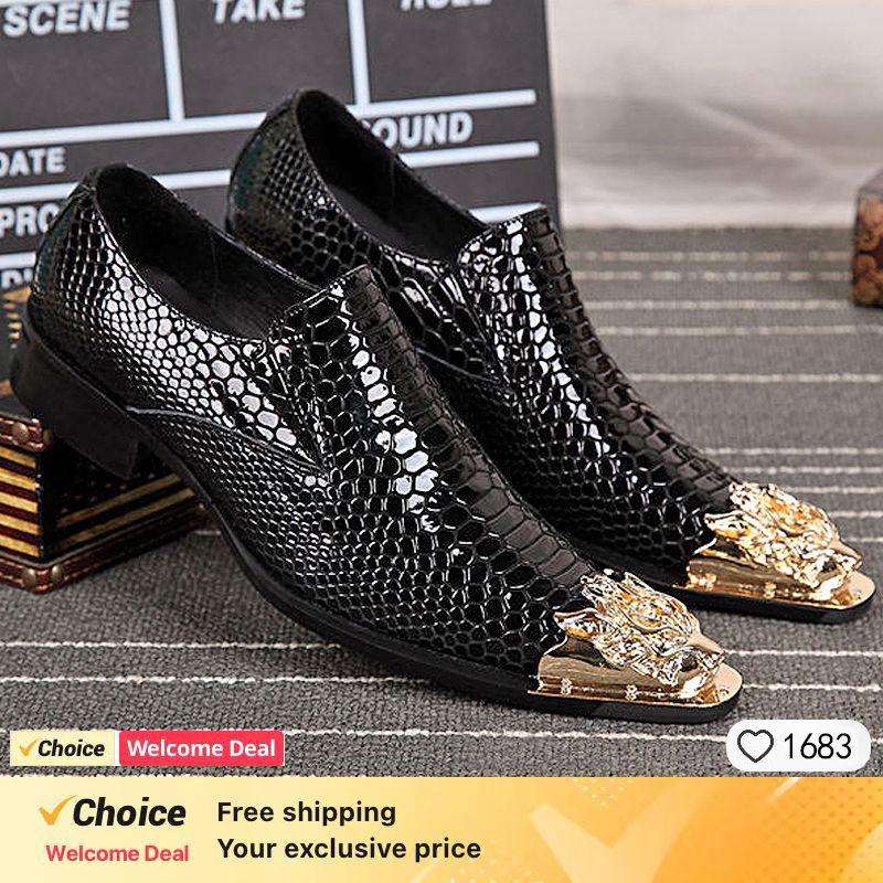 Thumbnail: 2024 italian Men's Genuine Leather Shoes Fashion Leather Formal Oxford Shoes Of