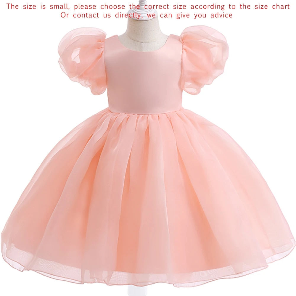 Fashion Girl White Princess Dress Tulle Puff Sleeve Wedding Party Kids Dresses