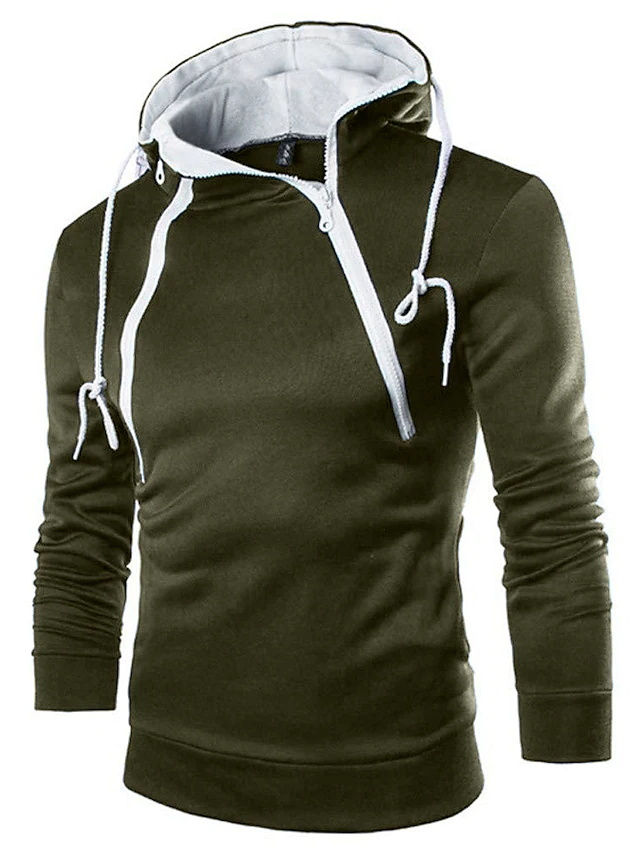 Thumbnail: Men's Hoodies Long Sleeve Sweatshirts for Men Zipper Hooded Pullover High Neck 