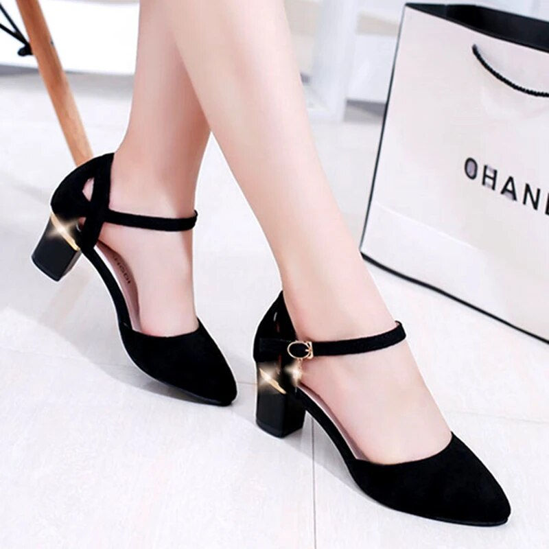 Miniatura: Cresfimix women classic high quality pink square heel shoes for office ladies b