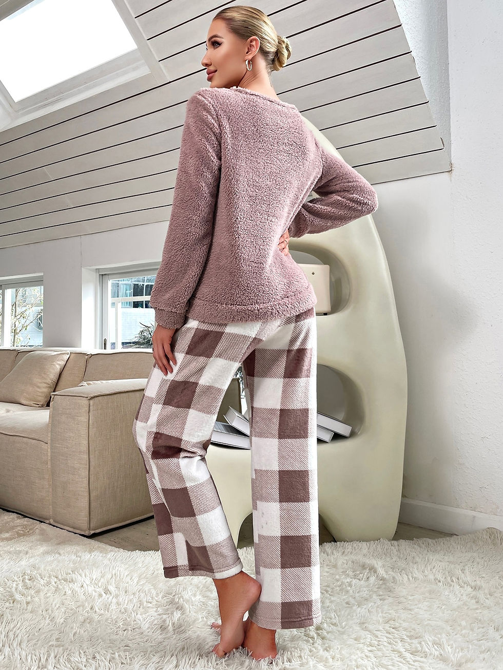 Thumbnail: Buffalo Plaid Print PJ Set / Pajama Set