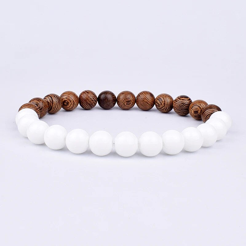 Thumbnail: Volcanic Stone Bracelet for Men Lava Wooden 8mm Beads Bracelet Tibetan Buddha W