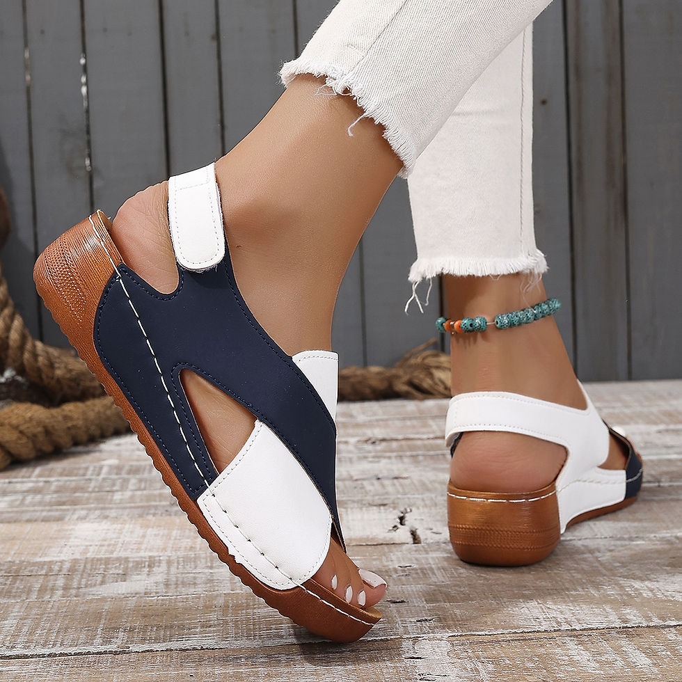 Thumbnail: Women's Contrast Color Wedge Sandals Summer Peep Toe Non Slip Beach Shoes Woman