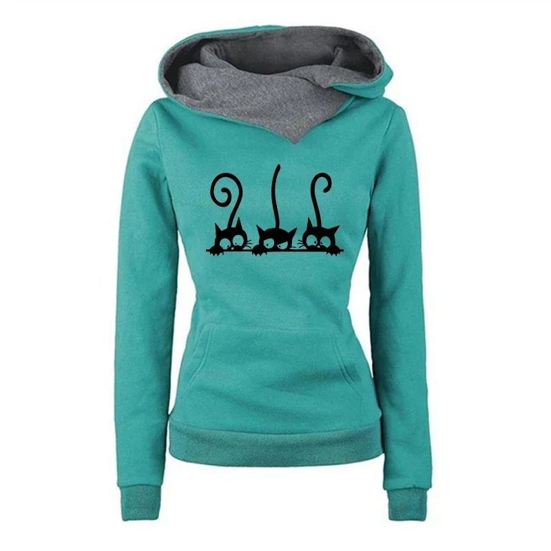 Thumbnail: New Arrival Women's Cute Cat Hoodies Autumn Winter Warm Sweatshirt High Quality