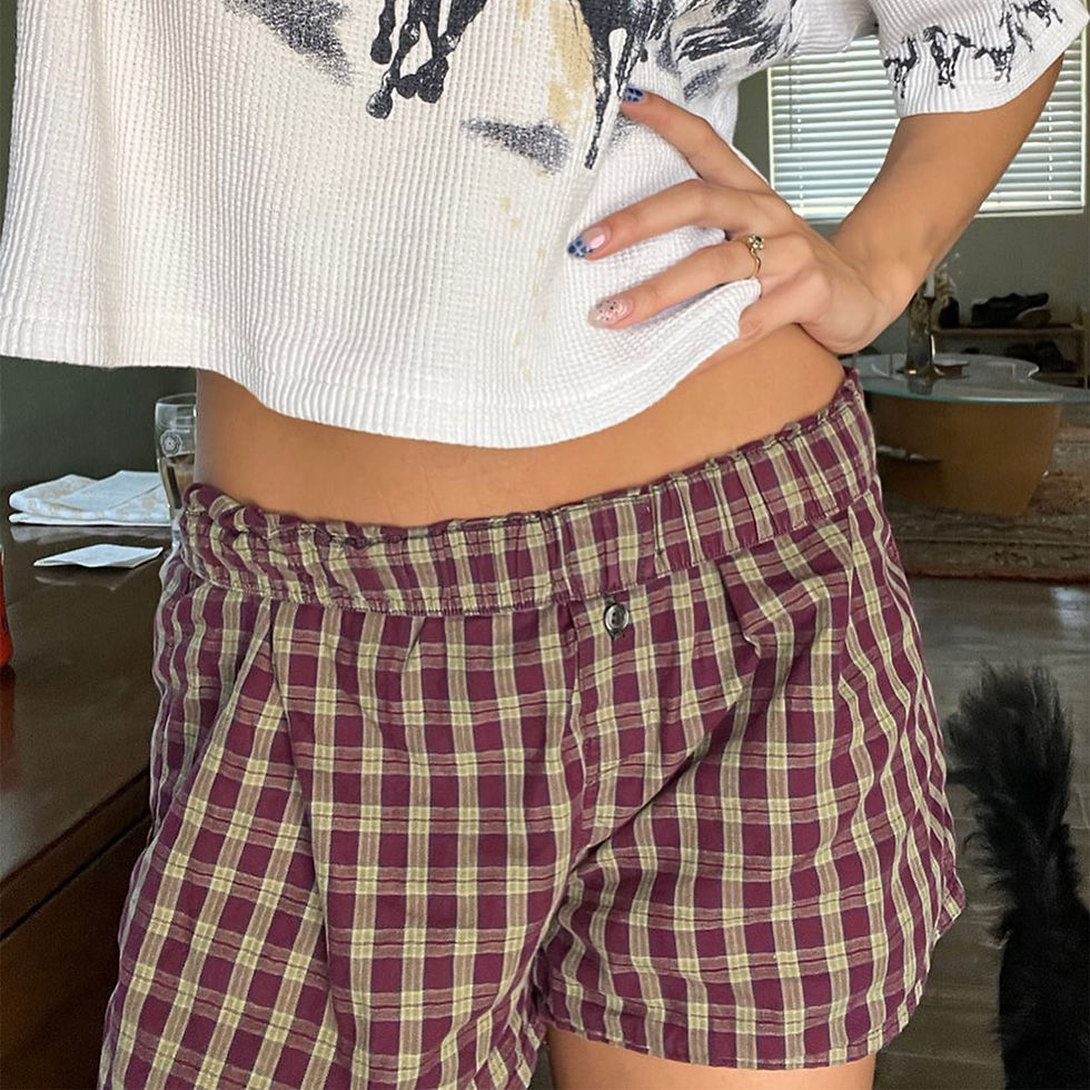 Thumbnail: hirigin Women Y2k Gingham Boxer Shorts Stripes Button Elastic Waist Boxers Cute